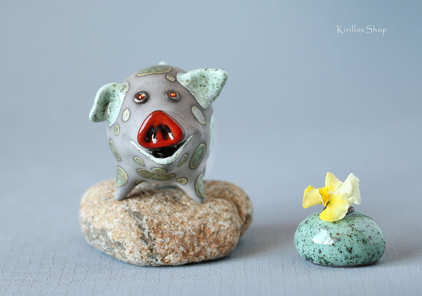 Little piggy sculpture, Handmade piggy miniature, Ceramic piggy figurine, Pig Lover Gift