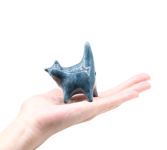 Handmade Ceramic Round Cat Figurine