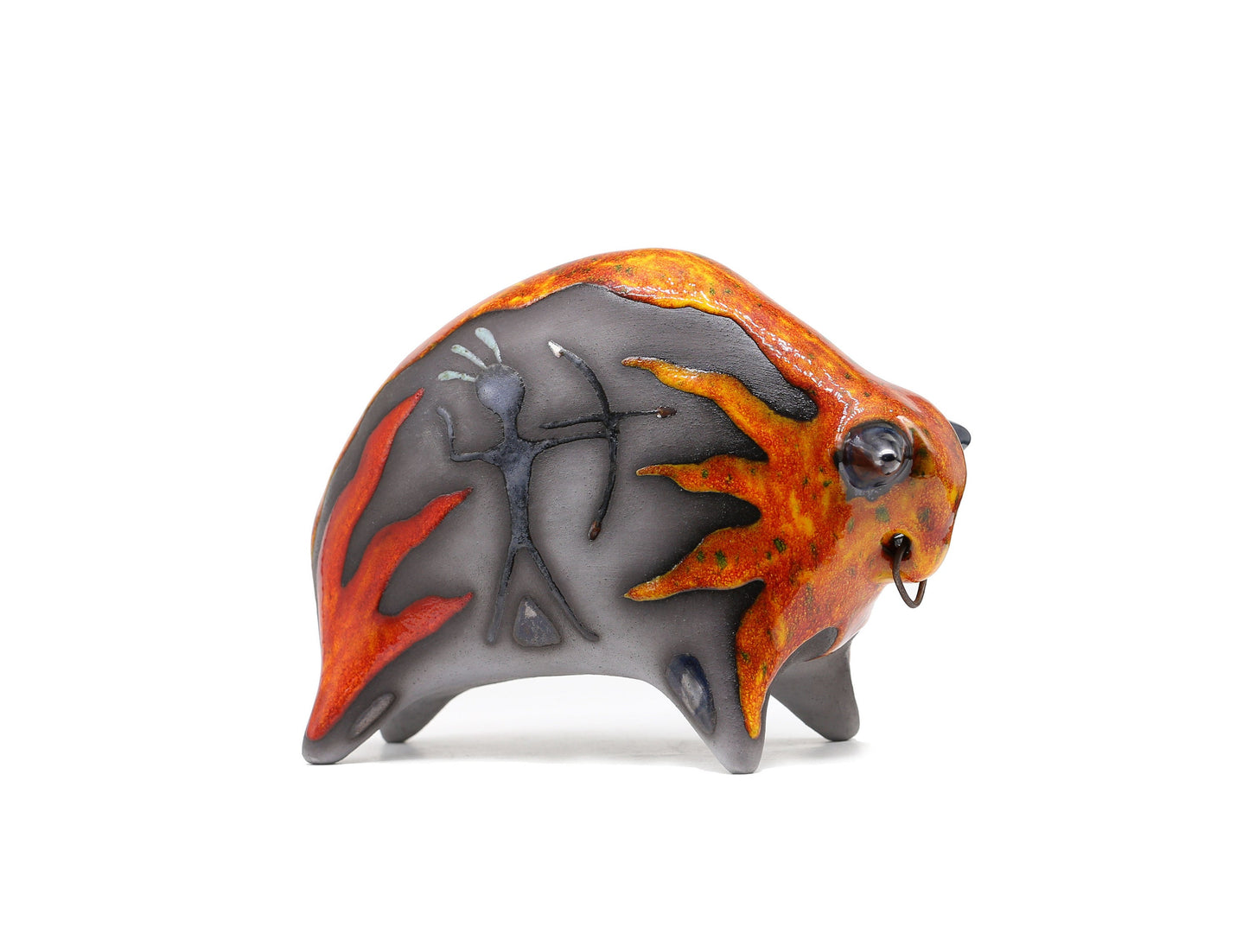 Handmade Ceramic Bull Sculpture – Modern Tabletop Art