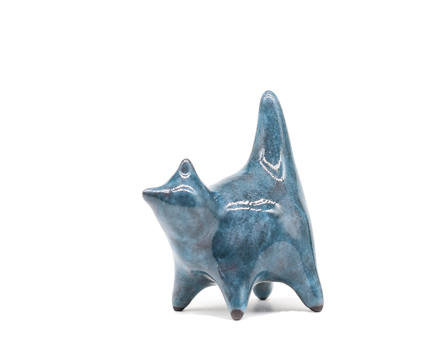 Handmade Ceramic Round Cat Figurine
