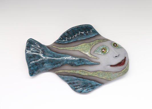 Ceramic fish wall hanging, fish wall Art sculpture, Human face, MADE TO ORDER