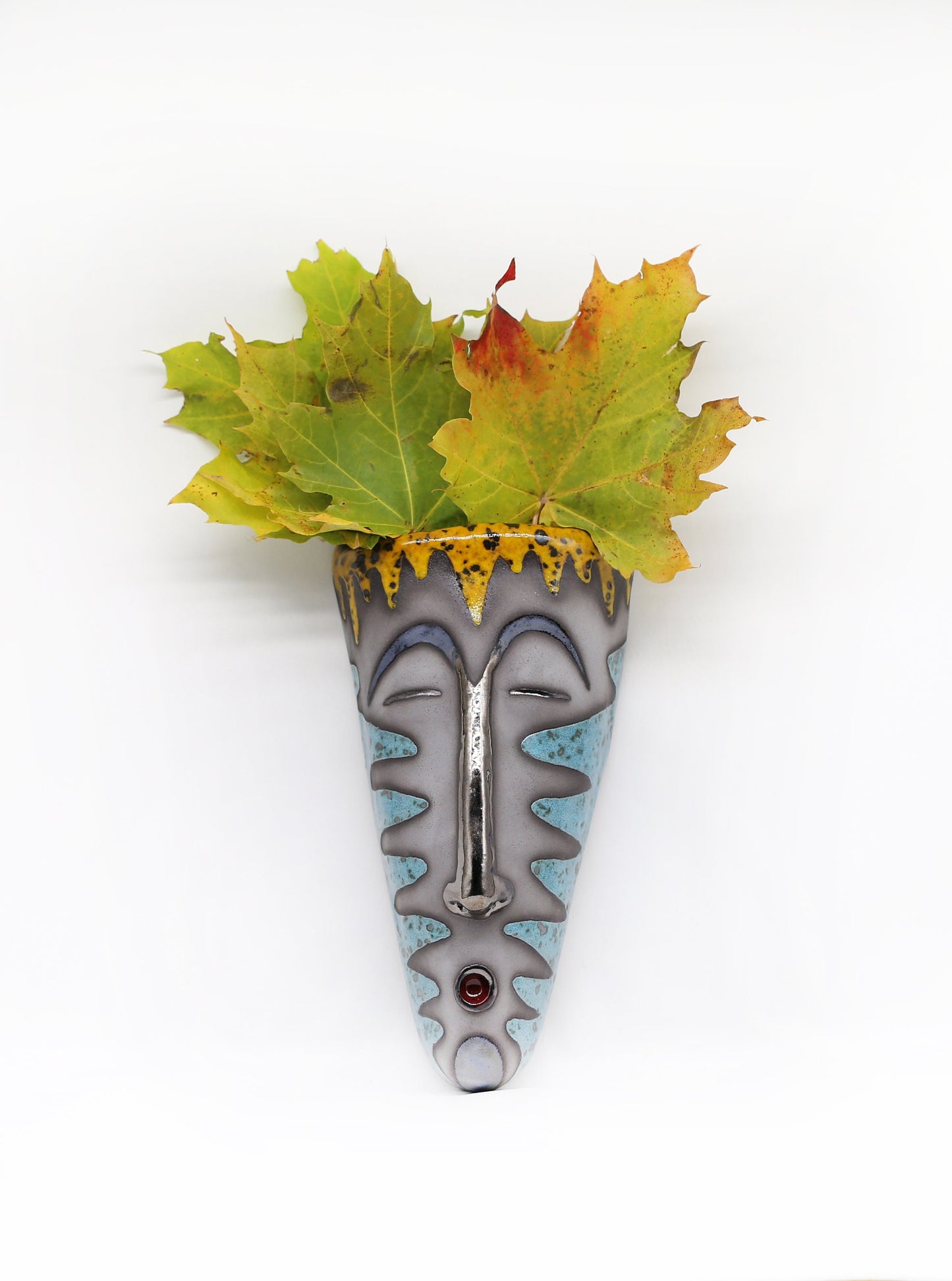 Ceramic wall flower pot, Hanging wall vase, Indoor planter, Head wall pot, Handmade Art, Face plant pot