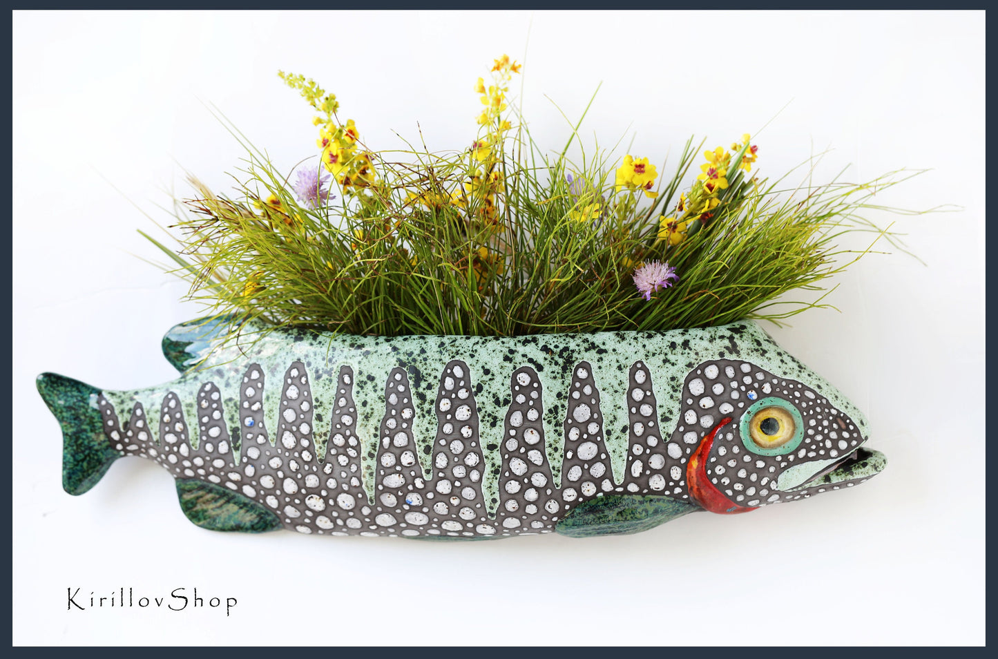 Handmade Ceramic Fish Vase: Wall Decor Hanging Planter