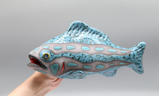 Handmade Ceramic Fish Wall Sculpture: Glazed Clay Art Decor