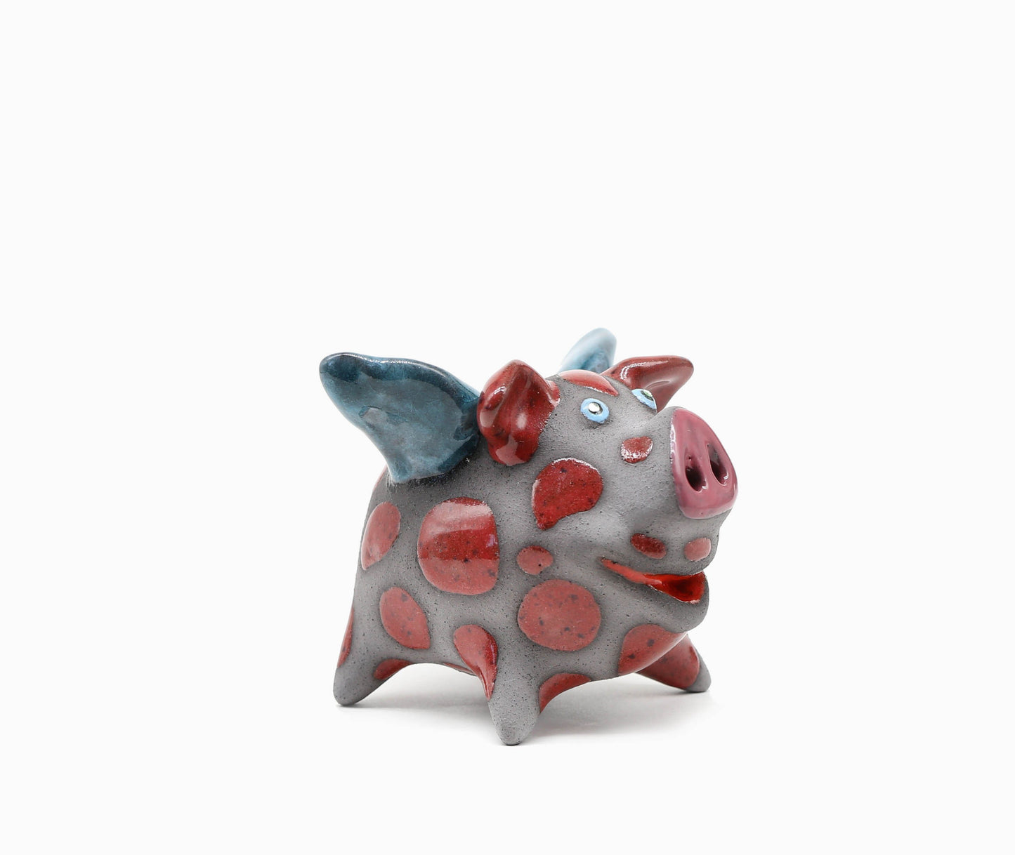 Handmade Ceramic Flying Pig Figurine