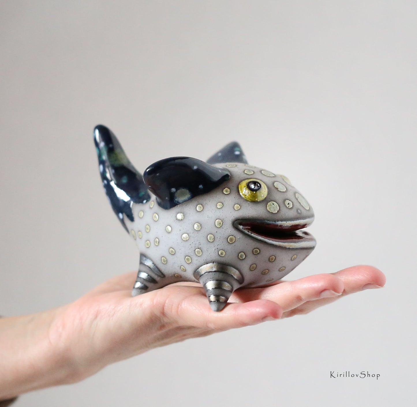 Ceramic Fantasy Creature Figurine – Handmade Clay Sculpture, Unique Whimsical Pottery Art by Valery Kirillov - MADE TO ORDER