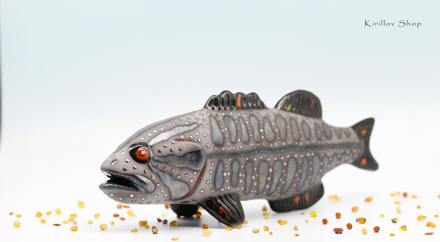 Fish Art Sculpture Ceramic Modern Figurine Table Sculpture Smallmouth Bass Handmade Unique Gift MADE TO ORDER