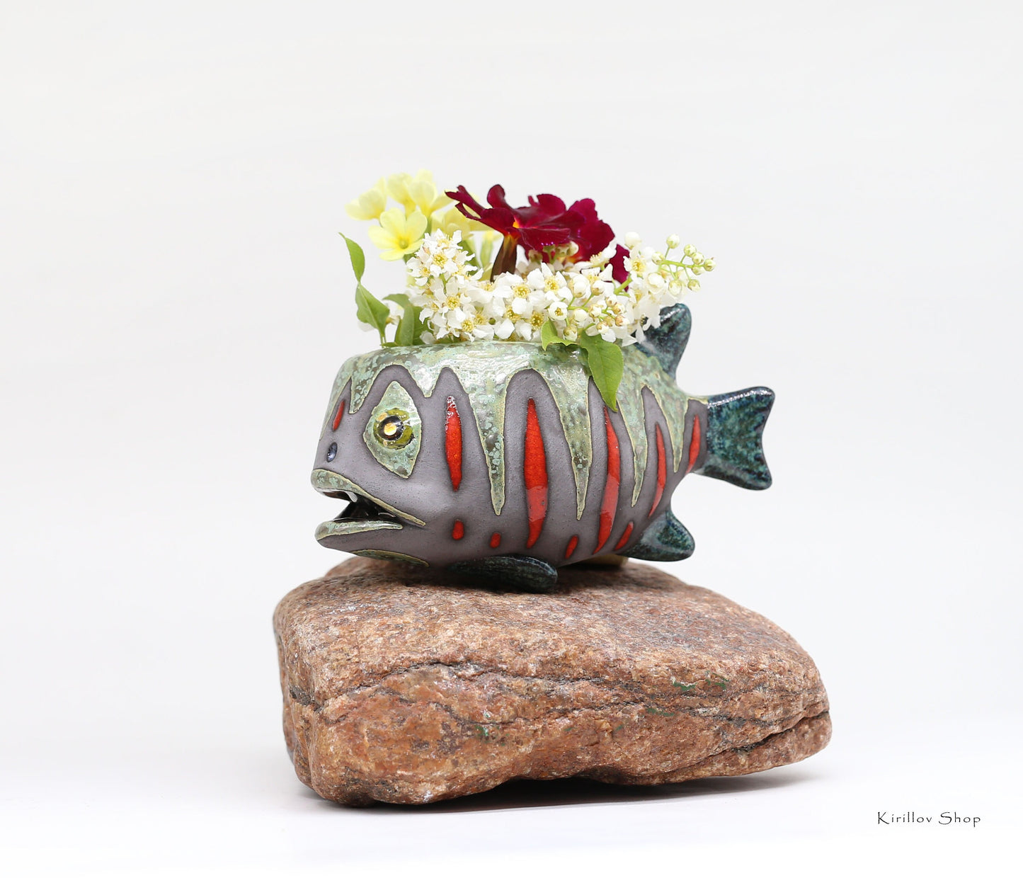 Handmade Ceramic Fish Vase: Wall Mountable Home Decor