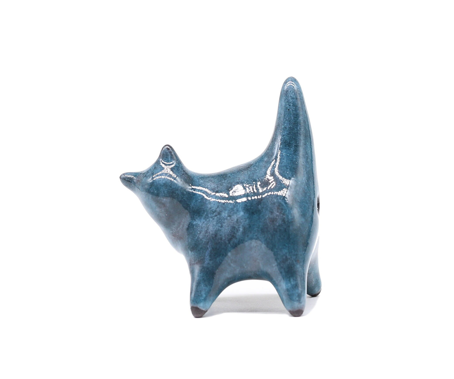 Handmade Ceramic Round Cat Figurine