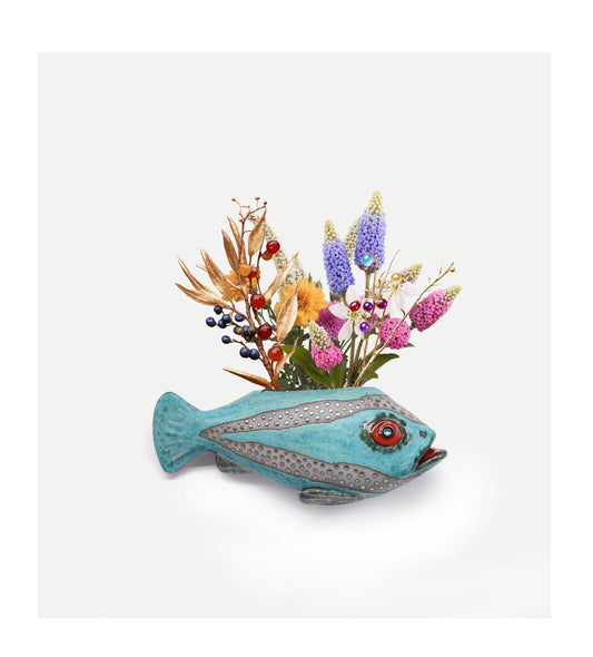 Ceramic Wall Flower Vase Fish Wall Decoration Handmade Fish Wall Hanging Home Decor, MADE TO ORDER
