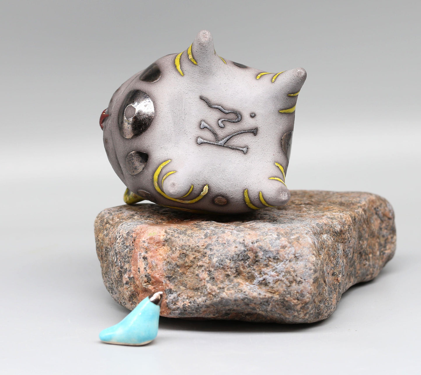 Handmade Ceramic Smiling Cat Figurine