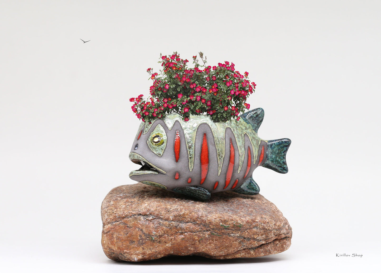 Handmade Ceramic Fish Vase: Wall Mountable Home Decor