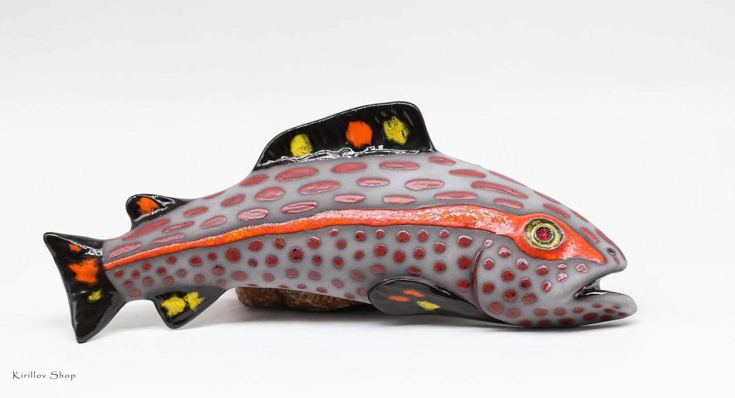 Ceramic fish wall decor, Handmade, Fisherman gift, Home decor, Red Trout,MADE TO ORDER