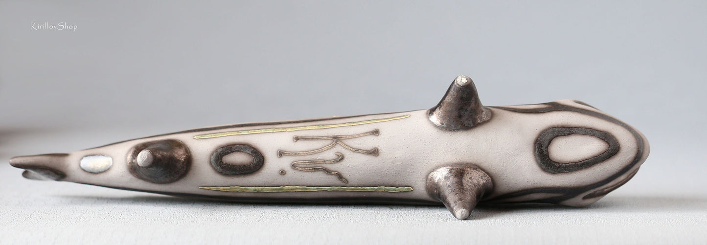 Handmade Ceramic Fish Sculpture: Modern Table Decor Figurine