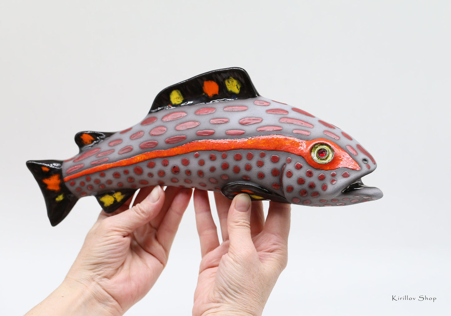 Ceramic fish wall decor, Handmade, Fisherman gift, Home decor, Red Trout,MADE TO ORDER