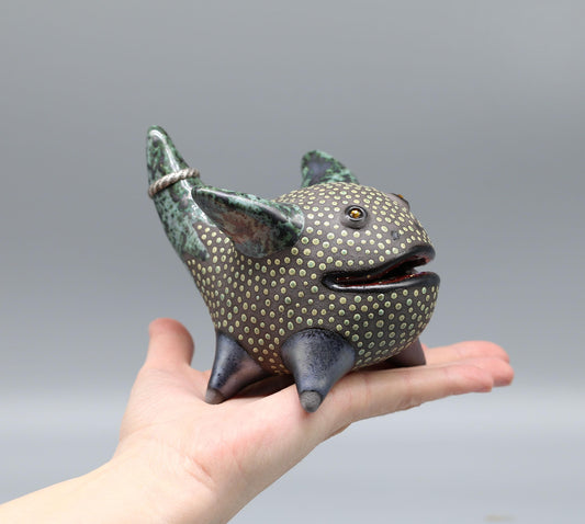 Handmade Ceramic Dragon Figurine: Fantasy Creature Sculpture, Ring Holder