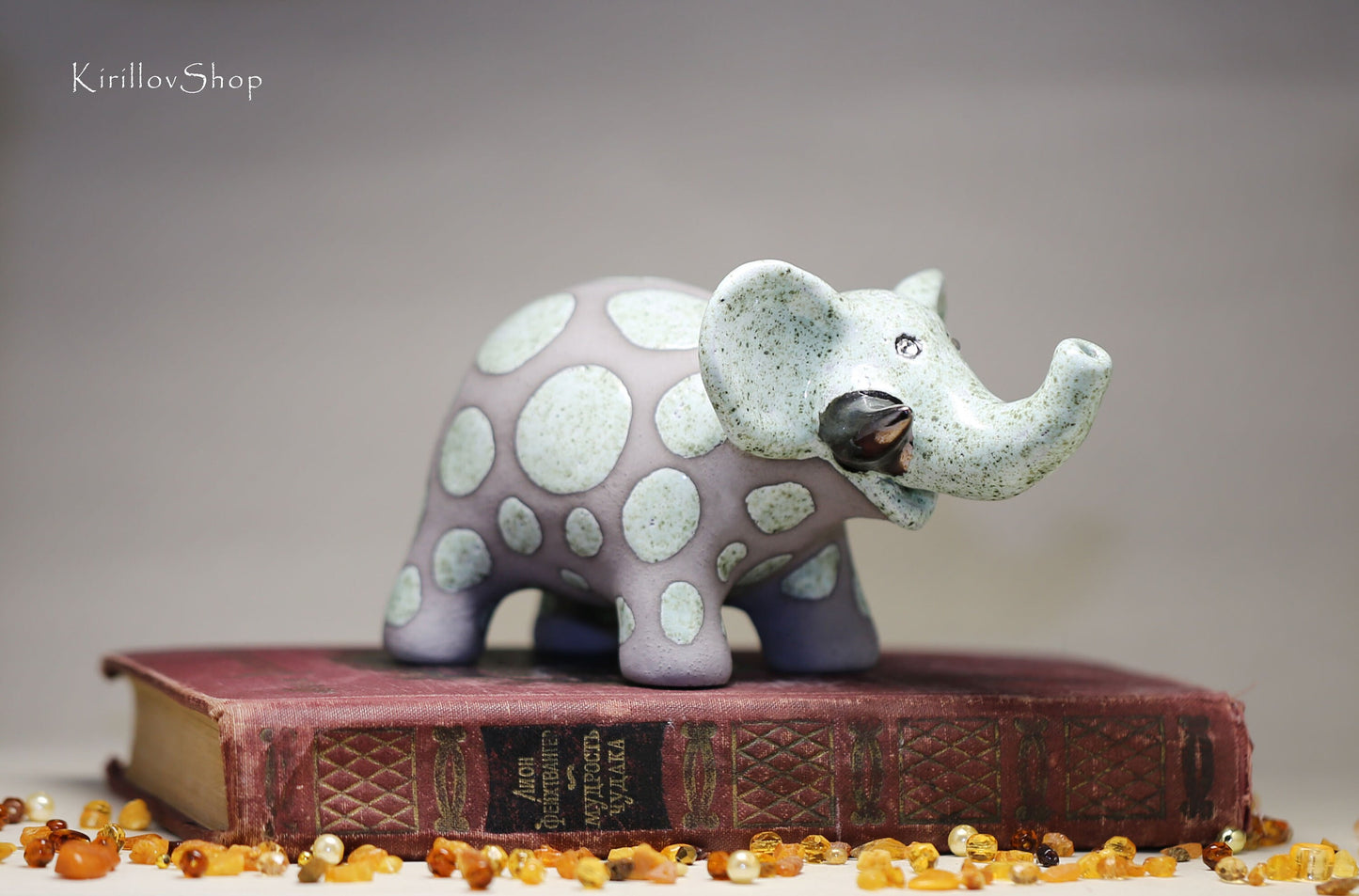 Figurine Elephant Handmade Ceramic Table Sculpture  Art  Elephant Decor Collectible