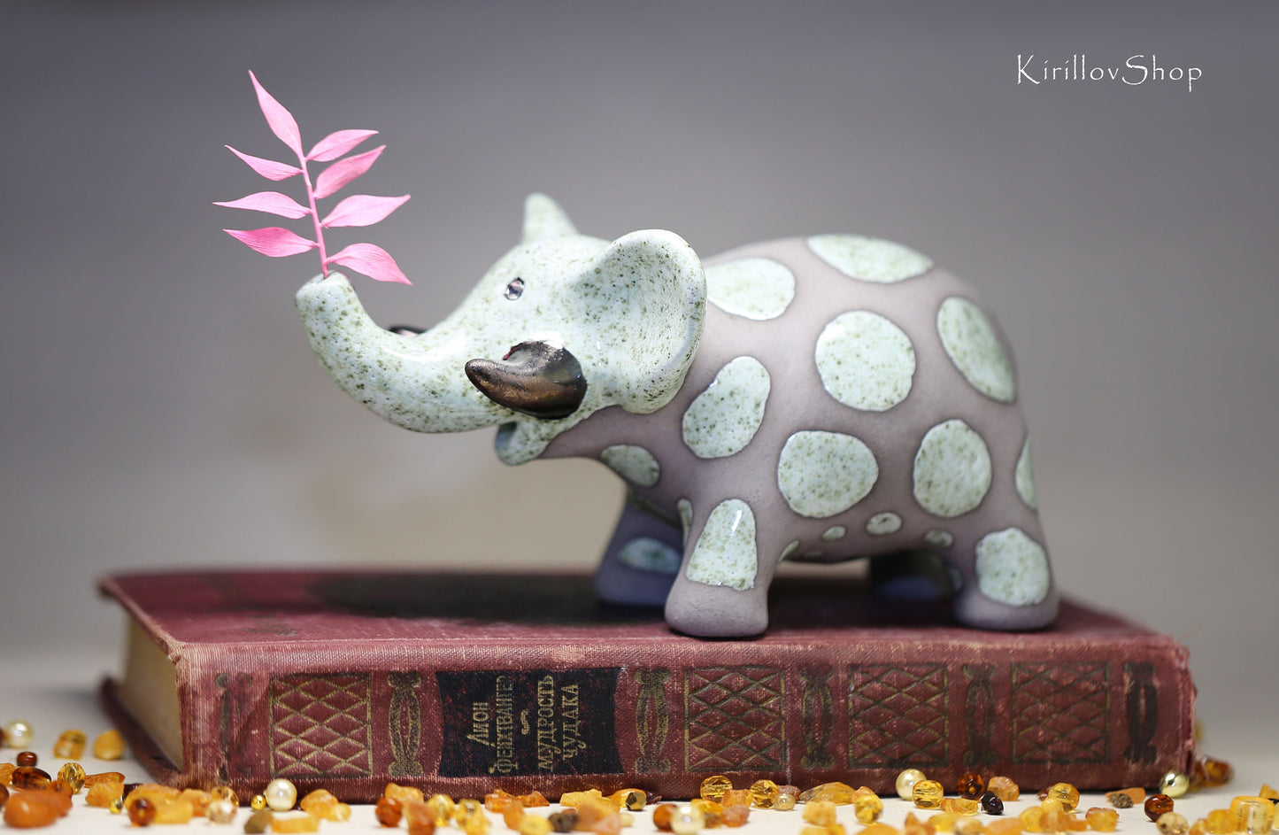 Figurine Elephant Handmade Ceramic Table Sculpture  Art  Elephant Decor Collectible