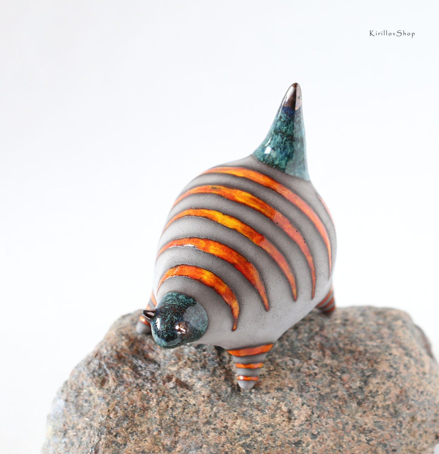 Handmade Ceramic Orange Tabby Cat Figurine