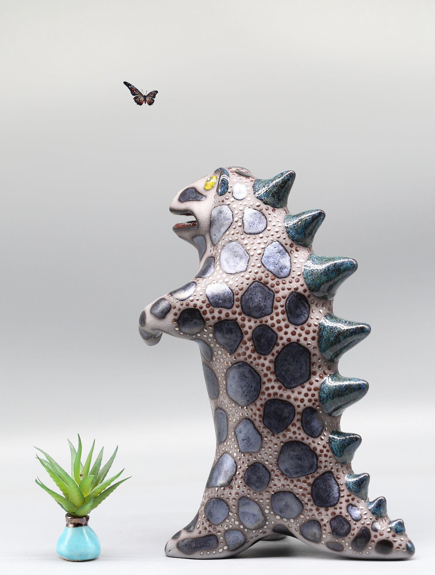 Handmade Ceramic Godzilla Dinosaur Sculpture – Made to Order