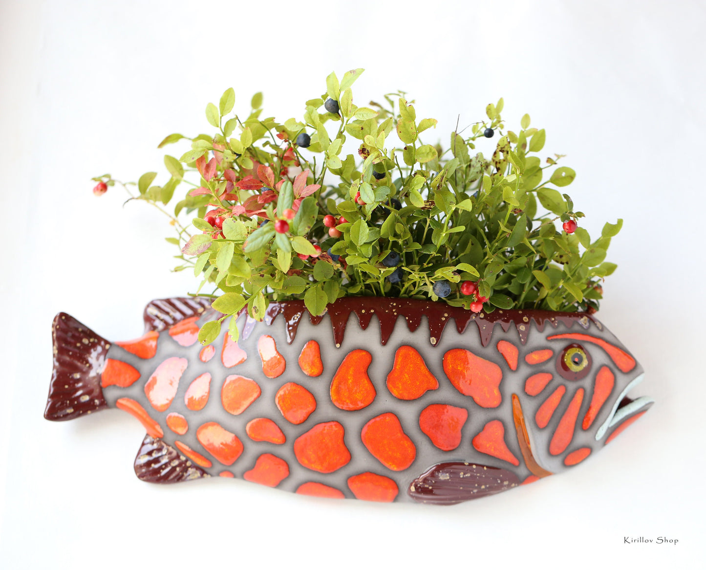 Ceramic wall vase for flowers, Fish  wall decoration, Handmade wall mountable plant vase, Personalize  gift, Home decor,  MADE TO ORDER
