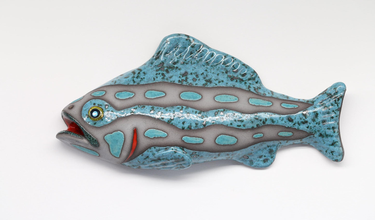 Handmade Ceramic Fish Wall Sculpture: Glazed Clay Art Decor