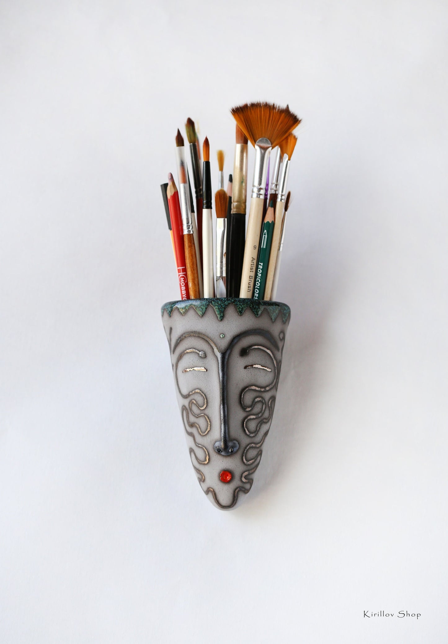 Handmade Ceramic Wall Vase – Face Sculpture, 3D Wall Art