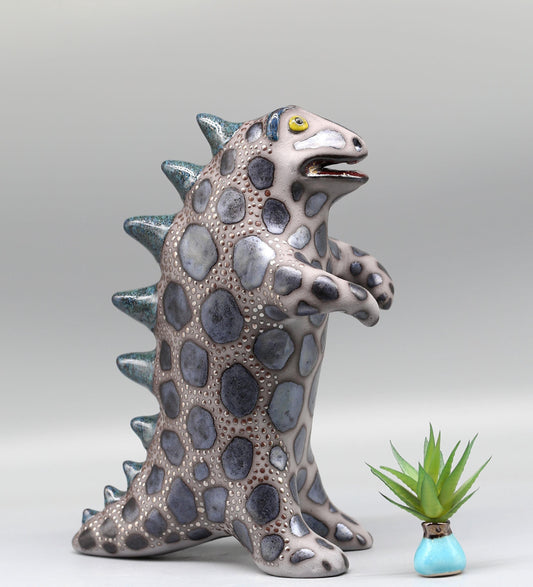 Handmade Ceramic Godzilla Dinosaur Sculpture – Made to Order