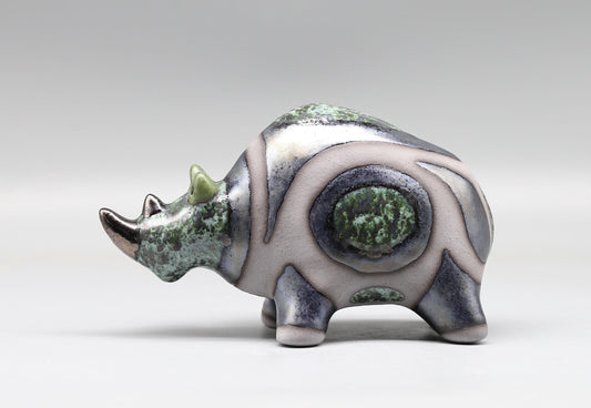 Ceramic sculpture Rhinoceros, small animal  rhino statuette, handmade Art, rhino figurine, table decoration, MADE TO ORDER.