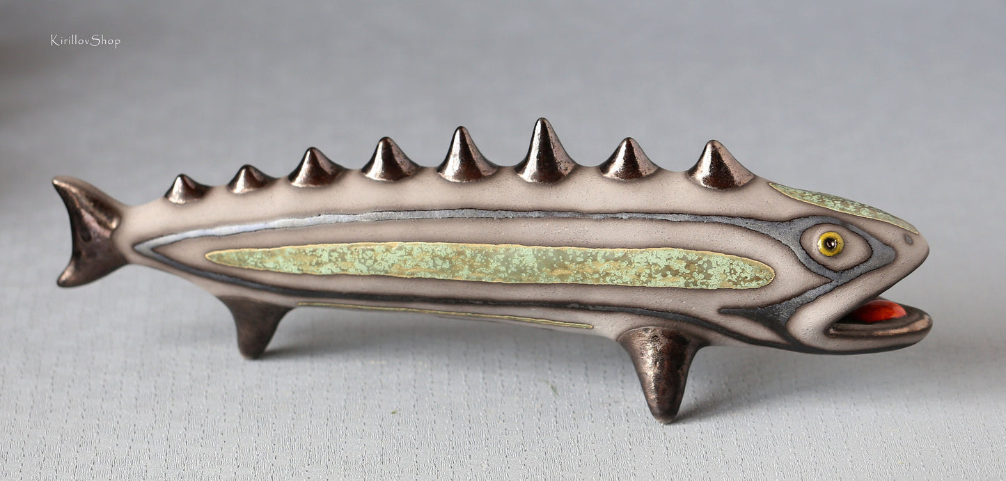 Handmade Ceramic Fish Sculpture: Modern Table Decor Figurine
