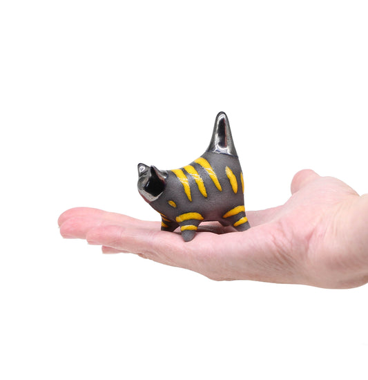 Miniature cat figurine, Ceramic cat sculpture, Striped kitten, Table decoration, Handmade Art, Collectible, Cat lover gift, MADE TO ORDER