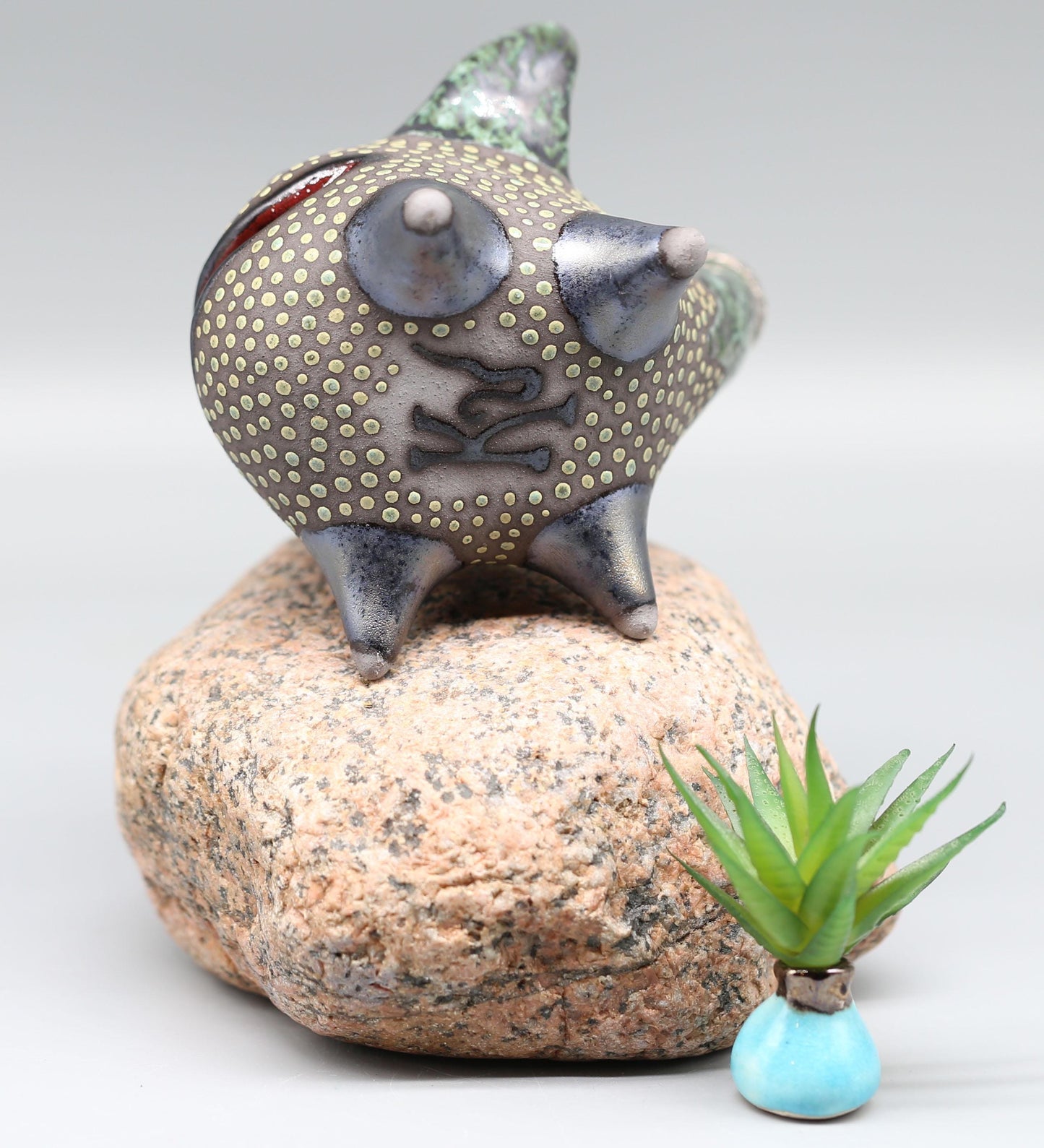 Handmade Ceramic Dragon Figurine: Fantasy Creature Sculpture, Ring Holder