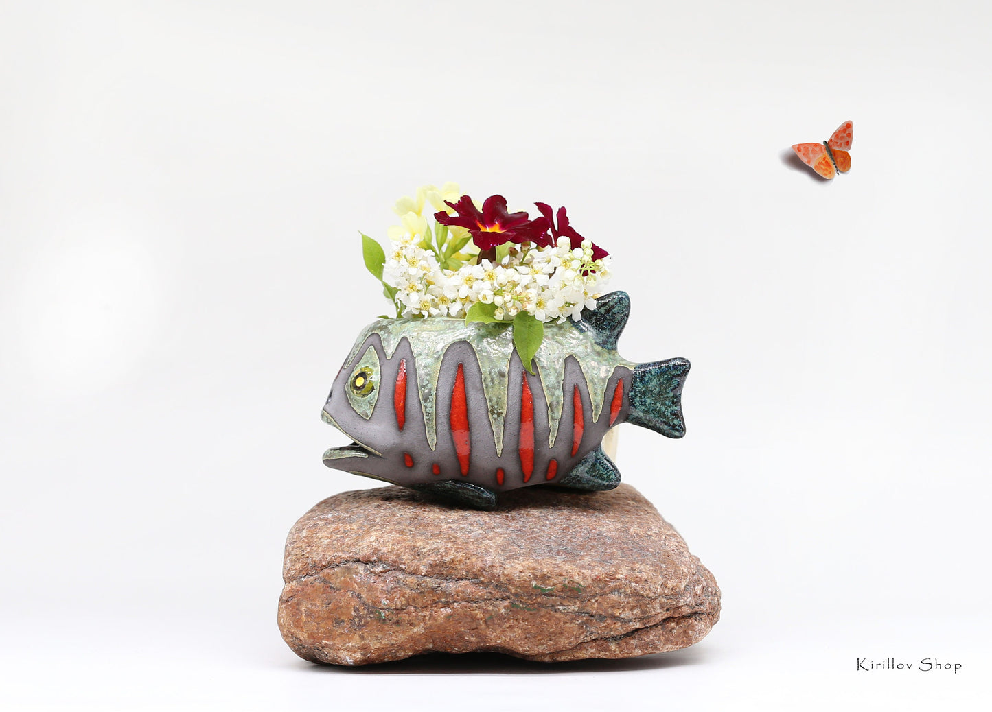 Handmade Ceramic Fish Vase: Wall Mountable Home Decor