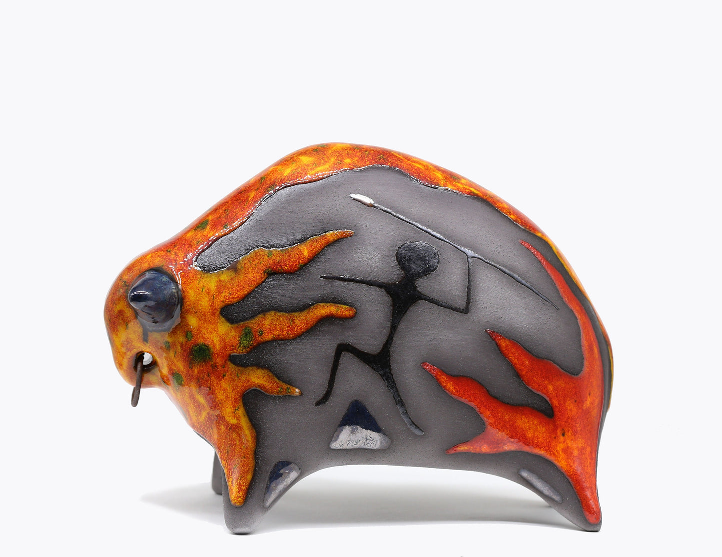 Handmade Ceramic Bull Sculpture – Modern Tabletop Art