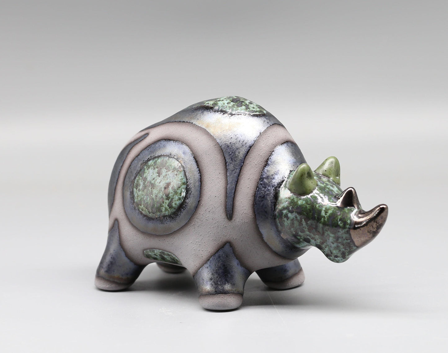 Ceramic sculpture Rhinoceros, small animal  rhino statuette, handmade Art, rhino figurine, table decoration, MADE TO ORDER.