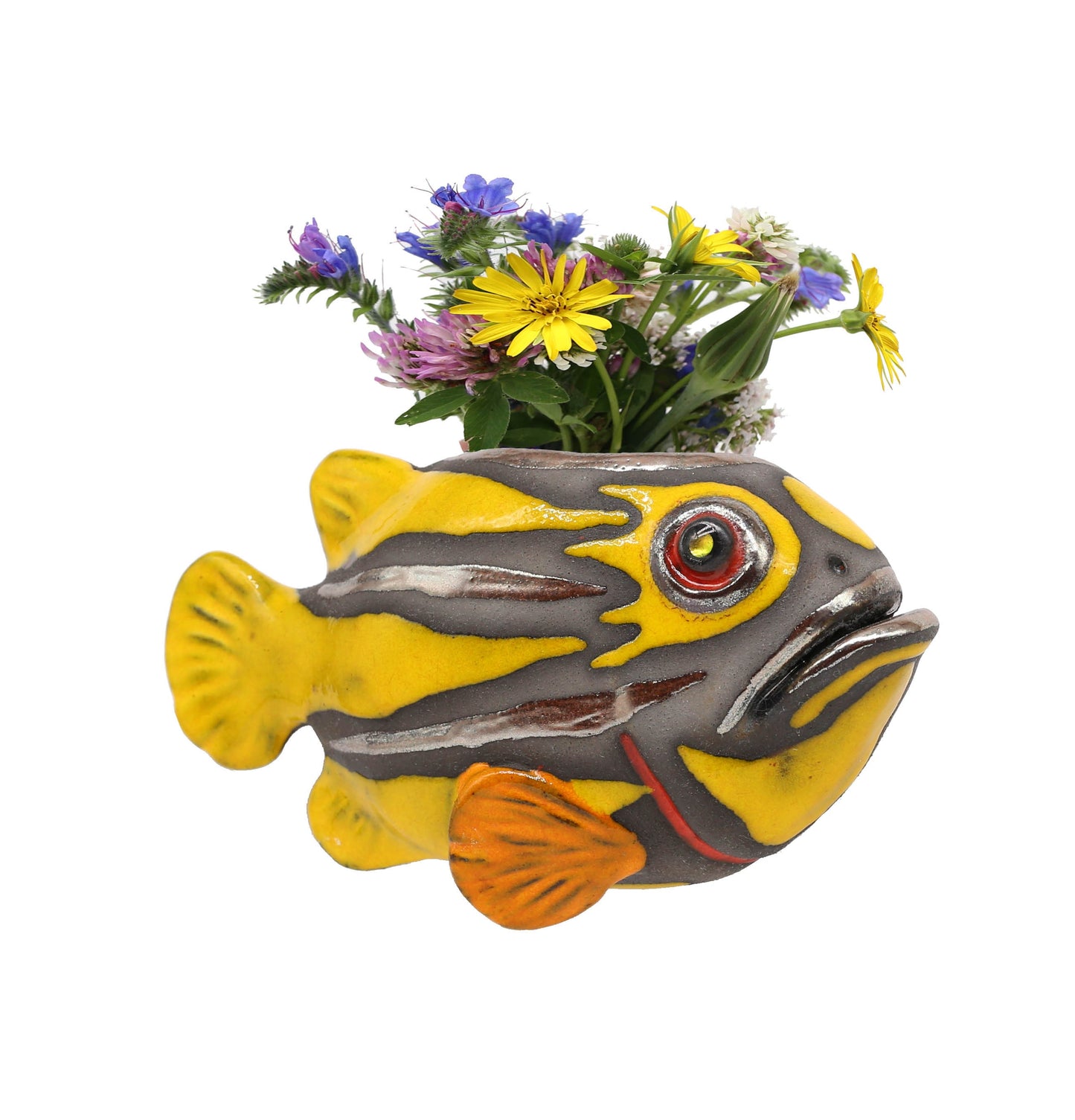 Handmade Ceramic Fish Vase – Wall Hanging Pot, Unique Fish Sculpture, Artistic Home Deco