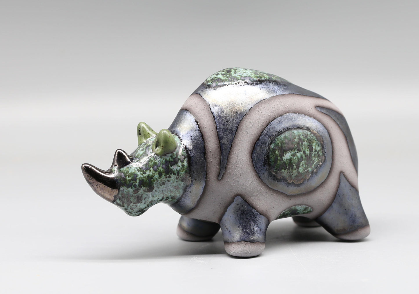 Ceramic sculpture Rhinoceros, small animal  rhino statuette, handmade Art, rhino figurine, table decoration, MADE TO ORDER.