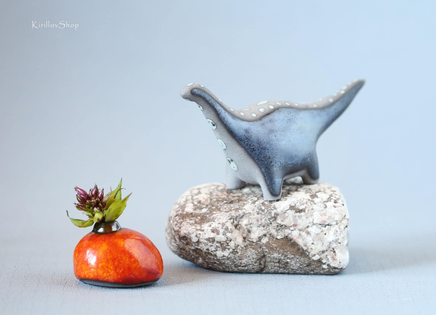 Ceramic Sculpture Dinosaur, Unique Modern Figurine, Long Neck Dinosaur, Handmade Art, Cute Reptile, Dragon, Collectible, MADE TO ORDER