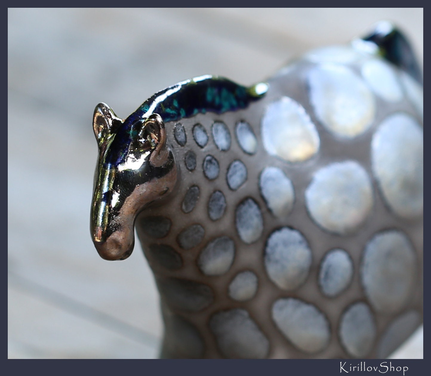 Handmade Ceramic Horse Sculpture: Bronze Glaze, Horse Lover Gift