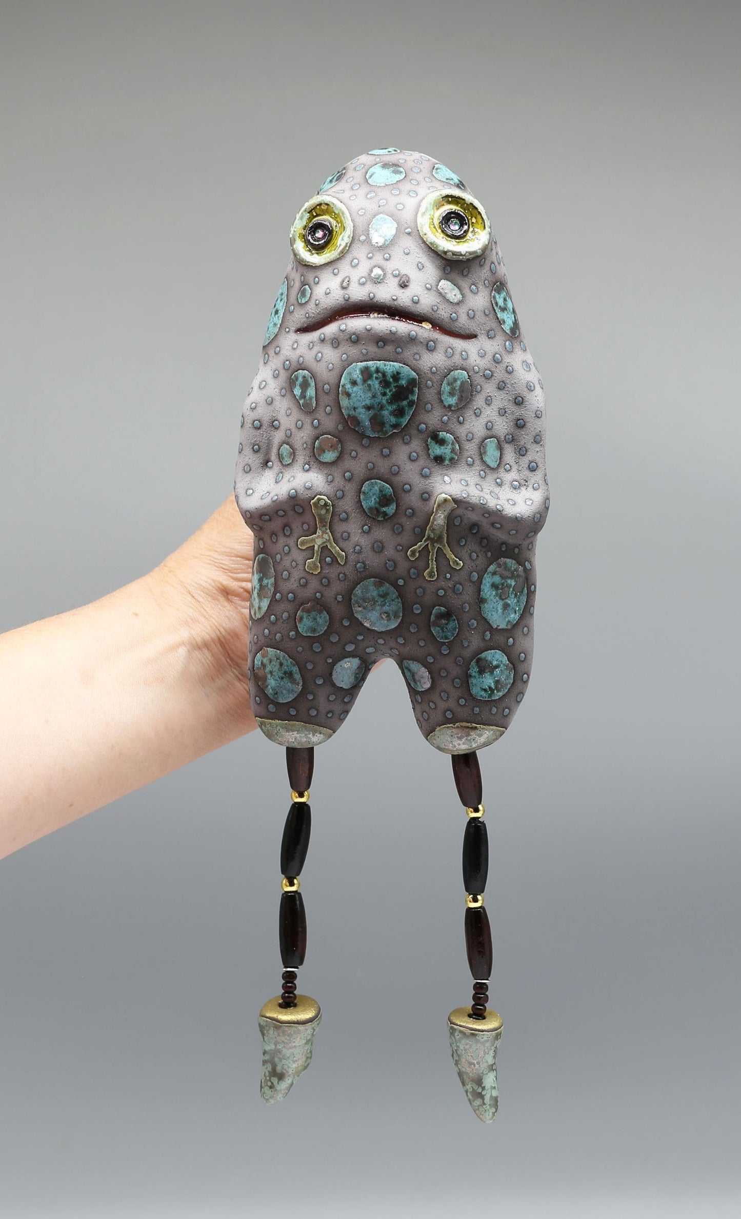 Whimsical Clay Frog Sculpture: Handmade Ceramic Figurine by Valery Kirillov