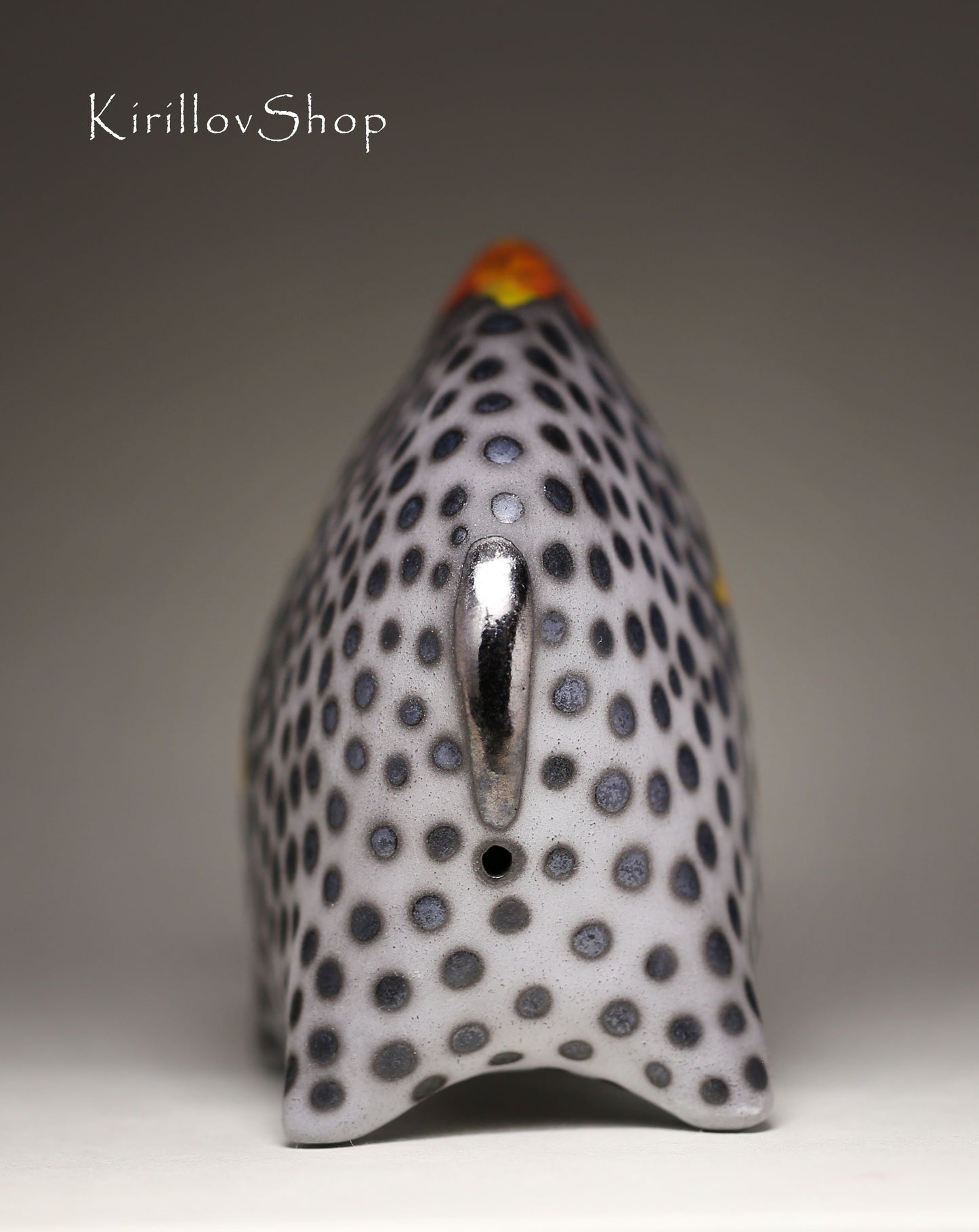 Handmade Ceramic Bull Sculpture: Bronze & Orange Glaze