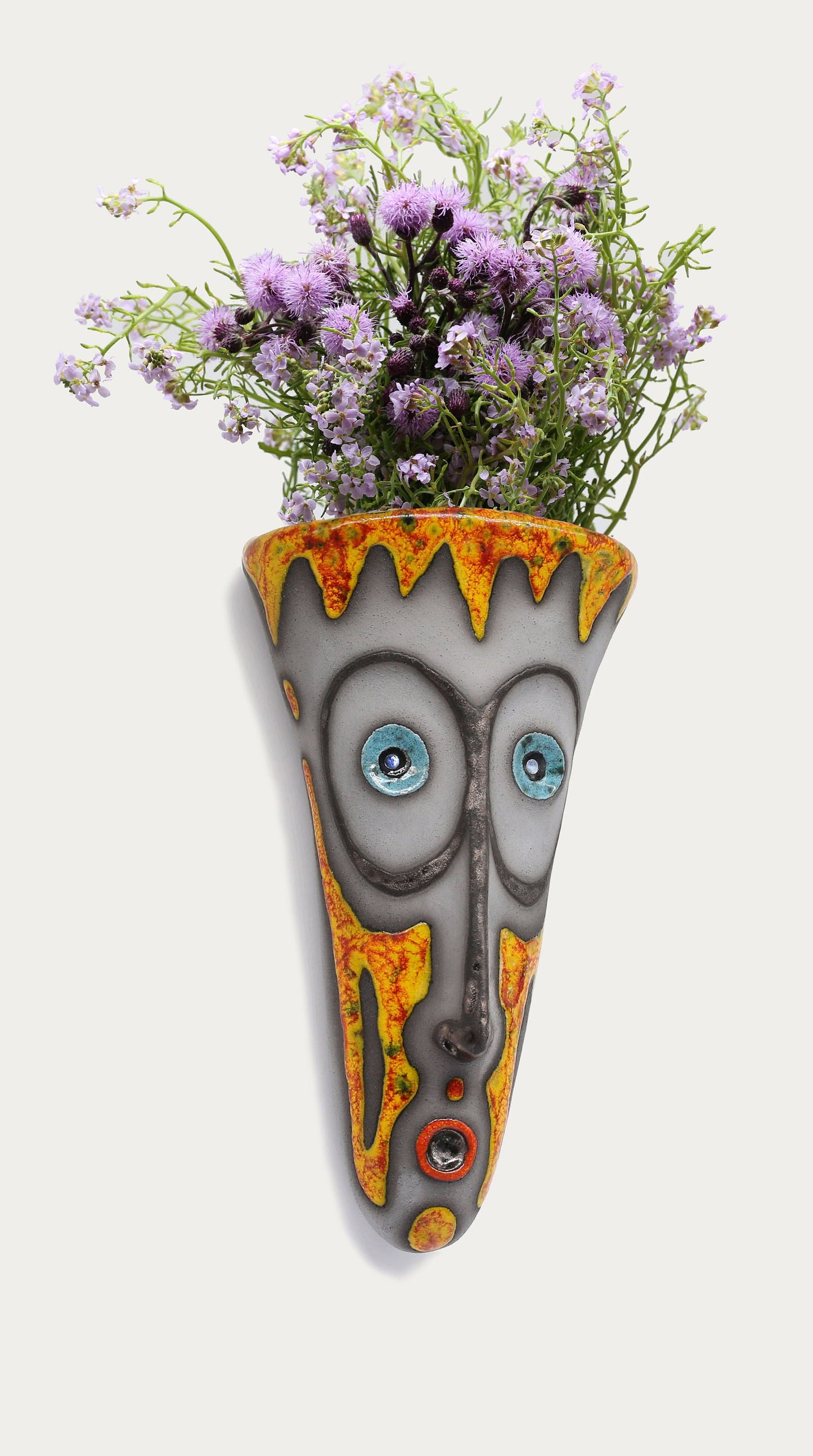 Handmade Ceramic Wall Vase – Face Sculpture, Original Artwork