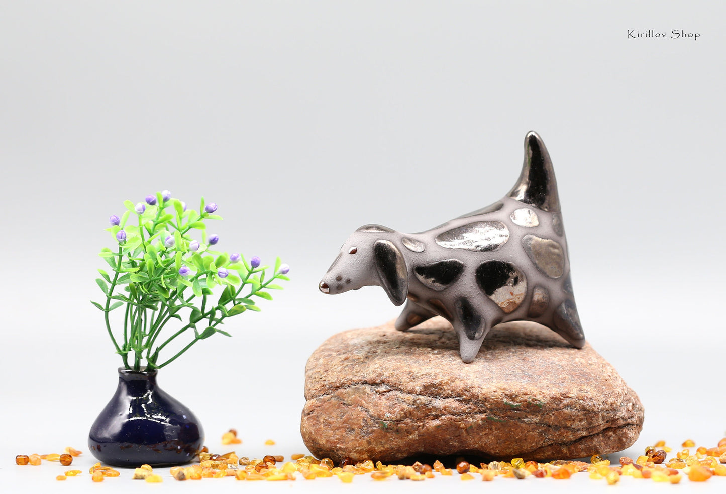 Black dog  sculpture, Ceramic Art, Unique Gift, Handmade, MADE TO ORDER