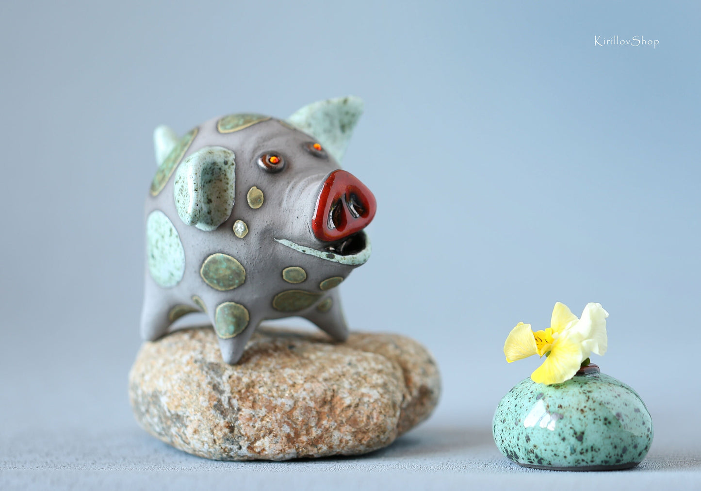 Little piggy sculpture, Handmade piggy miniature, Ceramic piggy figurine, Pig Lover Gift