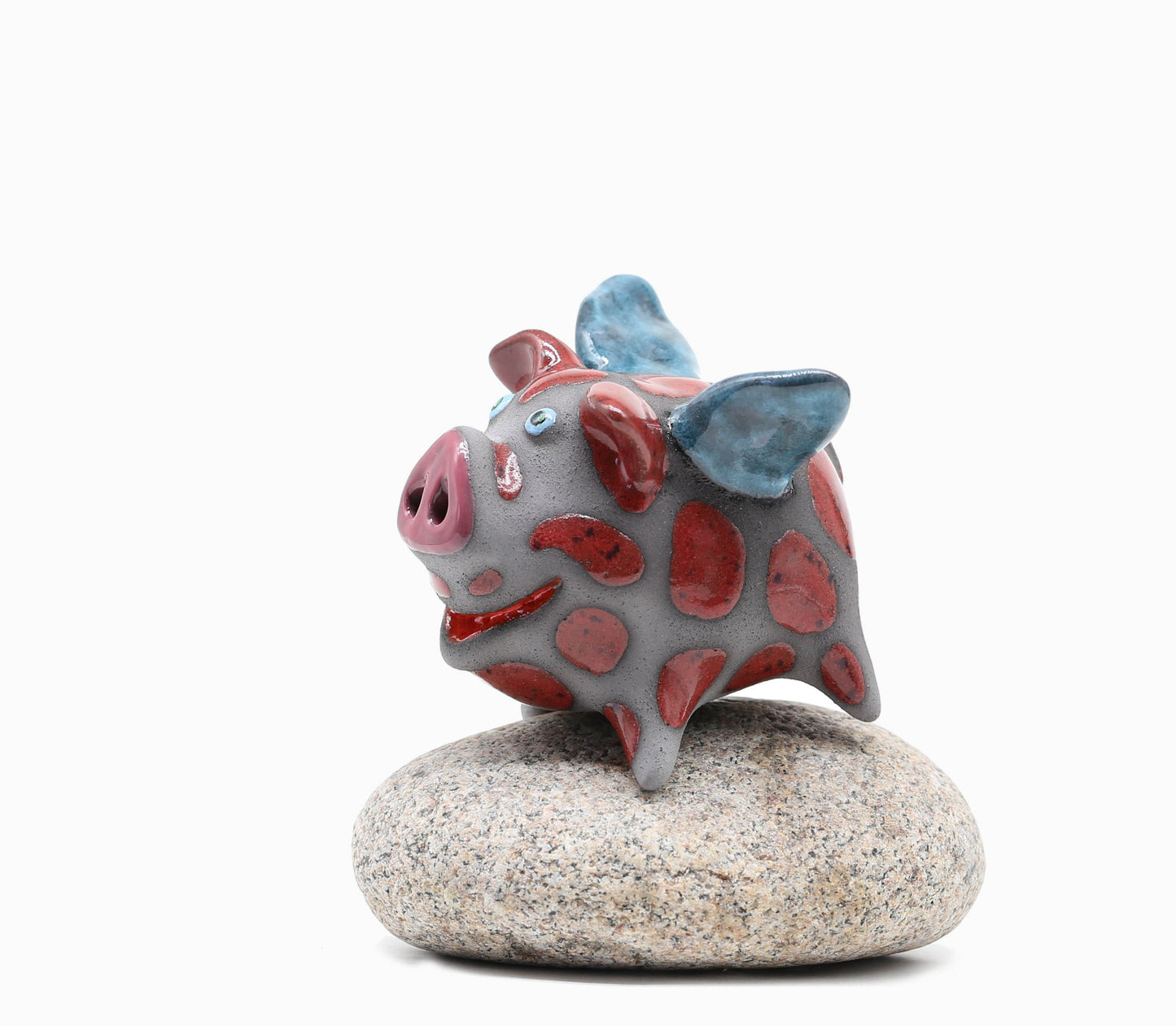 Handmade Ceramic Flying Pig Figurine