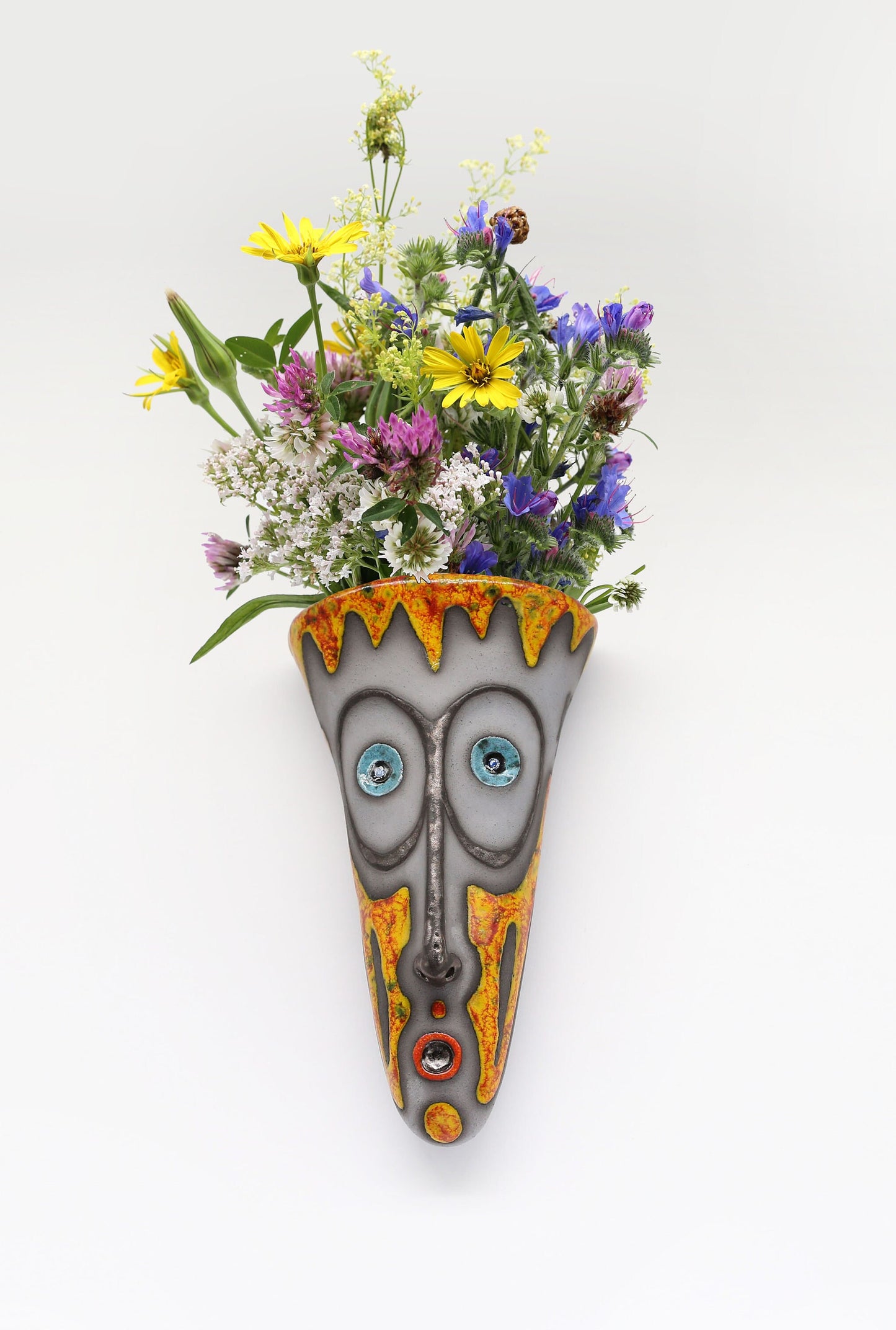 Handmade Ceramic Wall Vase – Face Sculpture, Original Artwork