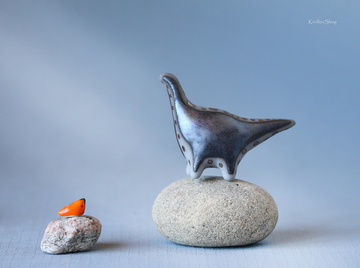 Sculpture Dinosaur, Small Modern Figurine, Long Neck Dinosaur, Table Decoration, Handmade Ceramic Art, Reptile Black Dragon, MADE TO ORDER