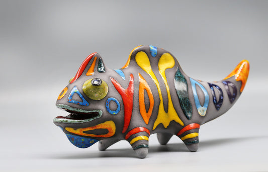 Chameleon sculpture, colorful ceramic modern figurine, table decoration, handmade Art, rainbow decor, unique gift  MADE TO ORDER