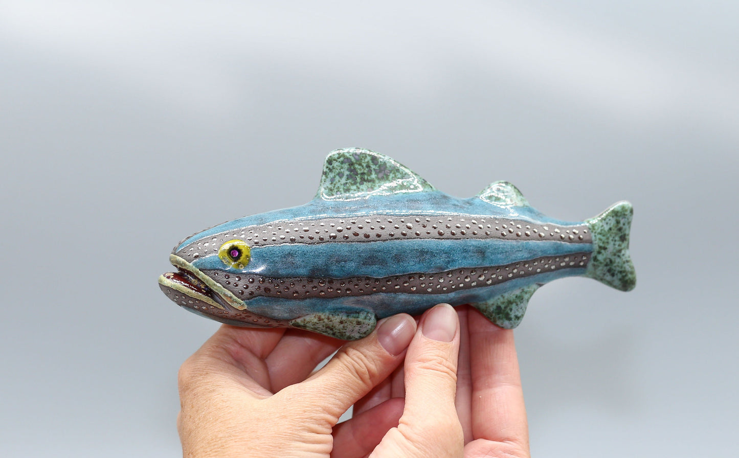 Handmade Ceramic Fish Wall Hanging: 3D Sculpture Art