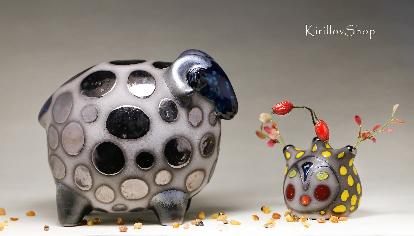 Ceramic sculpture ram , modern sculpture to decorate your home or for a gift, handmade Art, MADE TO ORDER
